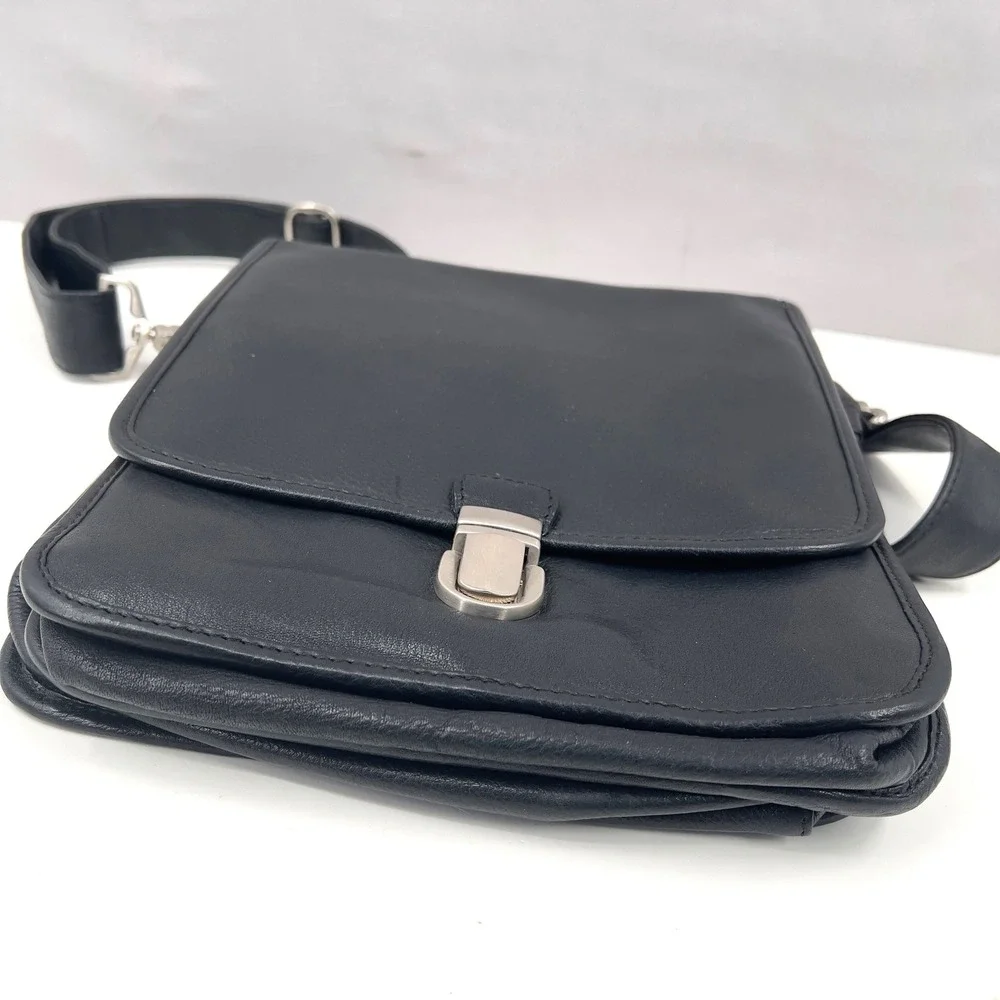 Paradox Mens Black Leather Bag Messenger Crossbody Organizer Excellent Condition